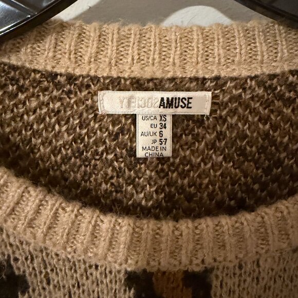 Amuse Society Leopard Print Sweater - Size XS - Picture 3 of 4
